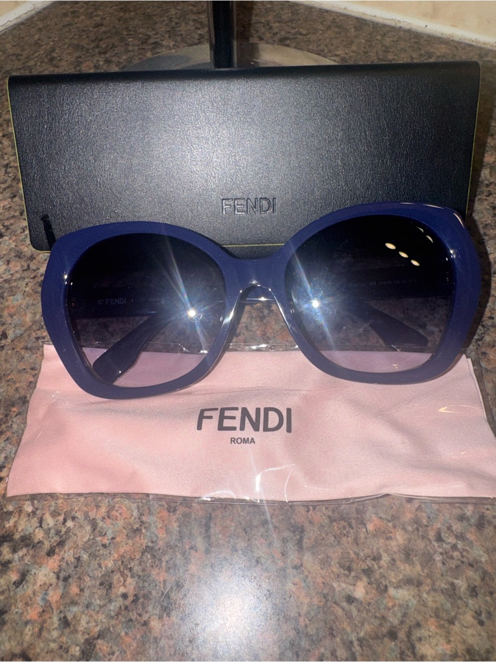 Fendi Dark Navy Blue Designer Sunglasses - Like New